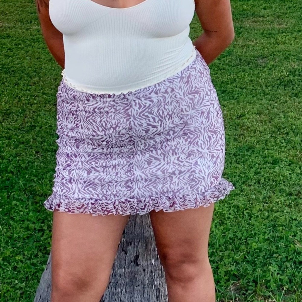 Free people purple mesh animal printed skirt